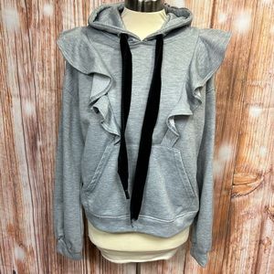 Essue Ruffled Hooded Sweatshirt
